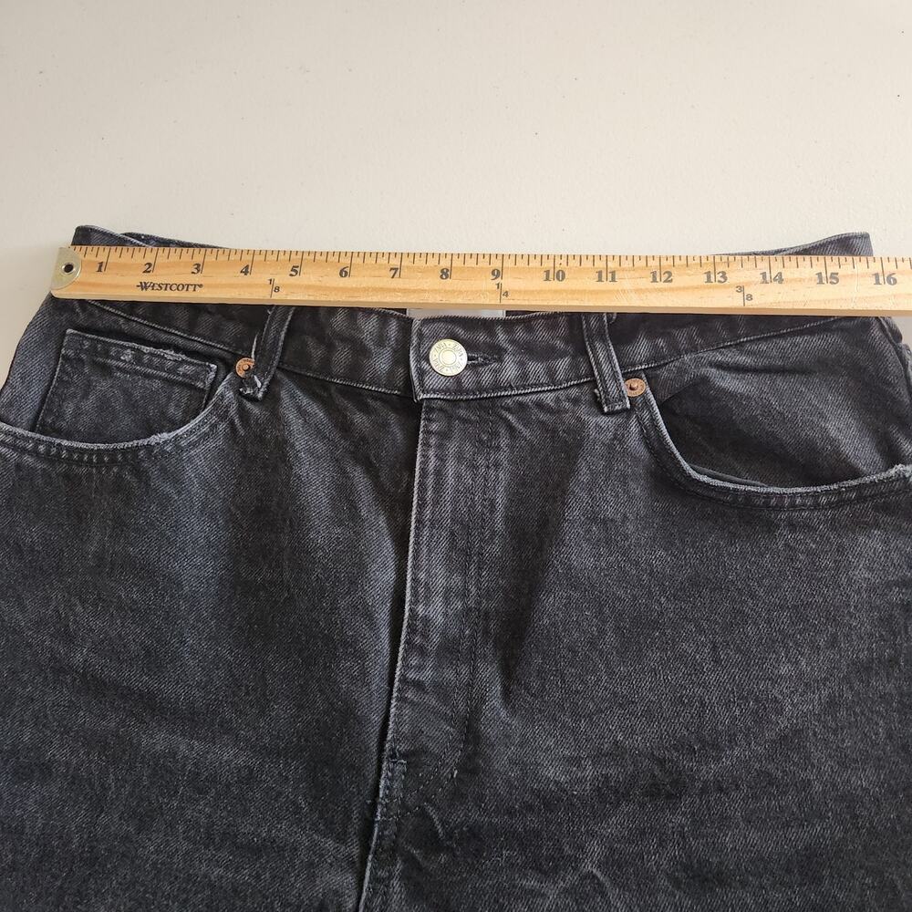Zara Black Denim Wide Leg Open Knee Cropped Jeans Women's 12 Streetwear Academia - Picture 9 of 12